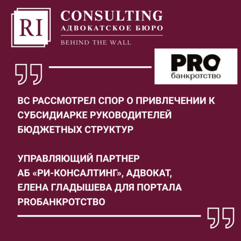 PROБАНКРОТСТВО. ВС РАССМОТРЕЛ СПОР О ПРИВЛЕЧЕНИИ К СУБСИДИАРКЕ РУКОВОДИТЕЛЕЙ БЮДЖЕТНЫХ СТРУКТУР. ТЕКУЩИХ ПЛАТЕЖЕЙ.